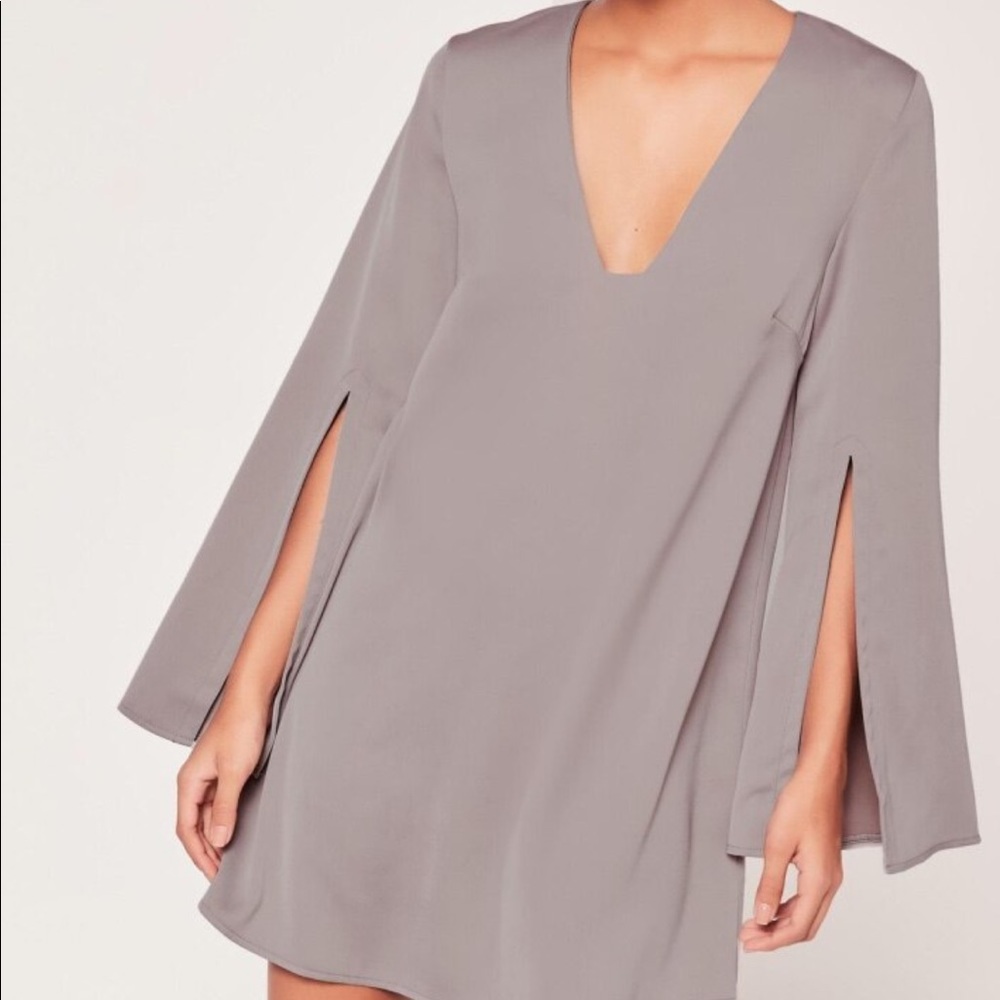 grey split sleeve dress